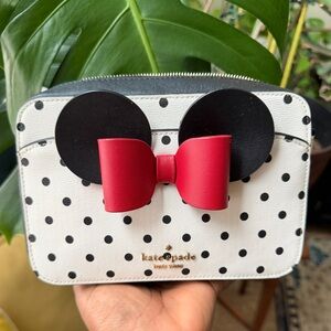 kate spade White Polka Dot Minnie Crossbody with Black Ears & Red Bow